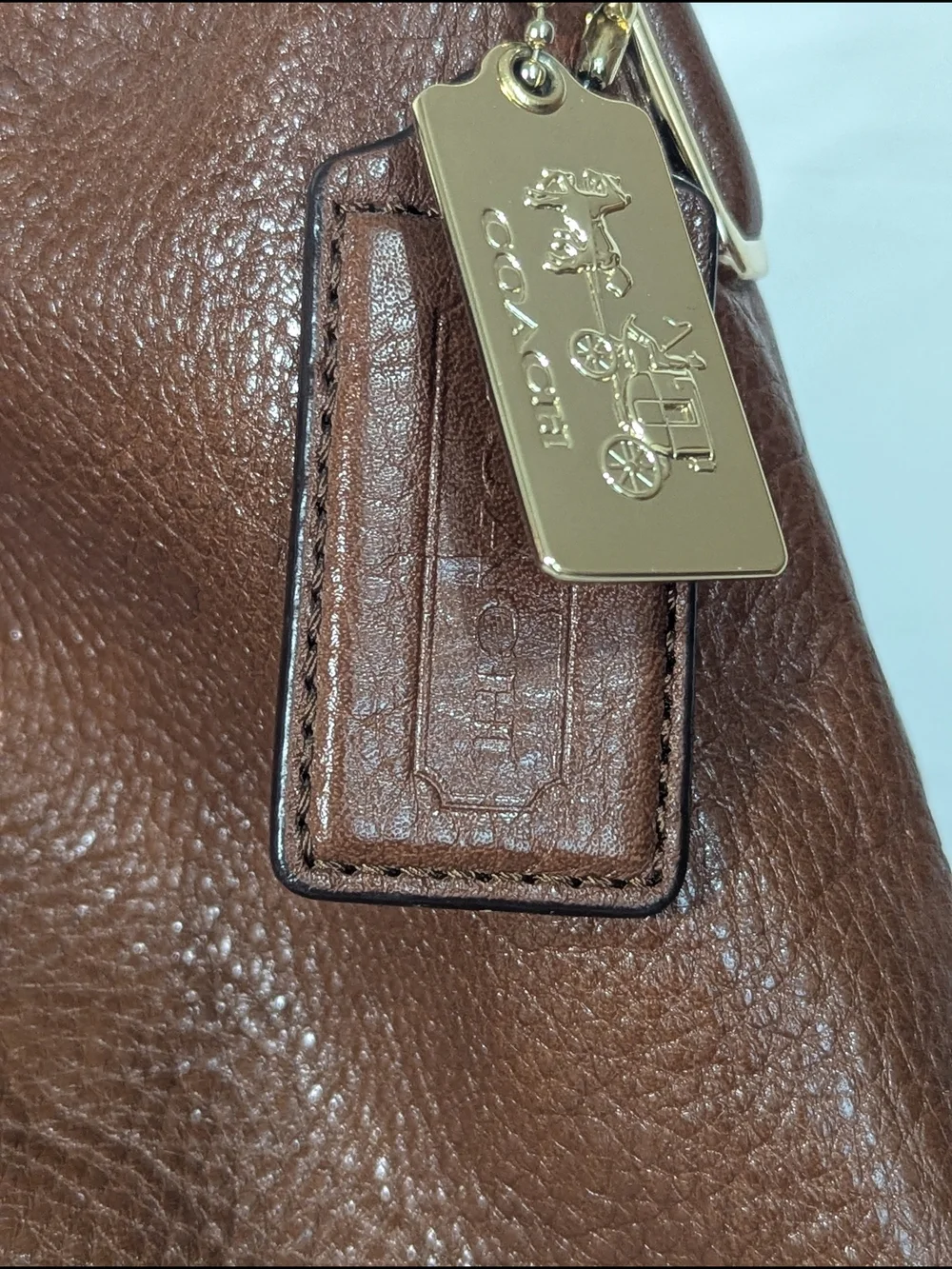 Coach Pebbled Leather Large Hobo Shoulder Bag Brown Slouchy Tote Purse F13669